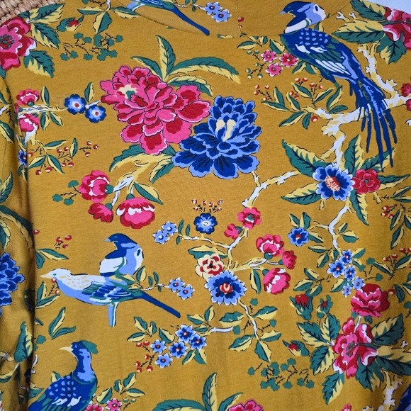 Anthropologie New Maeve Yellow Floral Bird Novelty Knit Turtleneck Top SZ XL - Picture 10 of 14